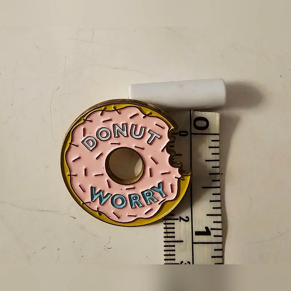 Pink and Yellow Donut Pin Zays DONUT WORRY